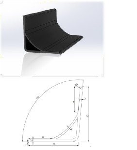 ML Perfil en PVC reciclado a 6,0 metros. Tipo ángulo reforzado 60 x 60 mm. Color blanco.