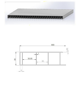 ML Panel en PVC reciclado a 6,0 metros. Medidas: 800 x 35 mm Liso - Liso. Color blanco.
