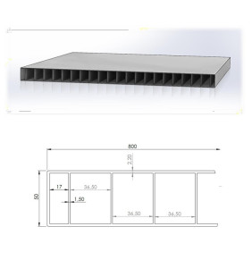 ML Panel en PVC reciclado a 6,0 metros. Medidas: 800 x 50 mm Liso - Liso. Color gris oscuro.