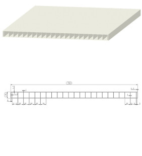 ML Panel en PVC reciclado a 6,0 metros. Medidas: 700 x 35 mm Liso - Liso. Color blanco.