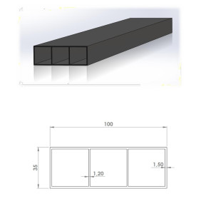 ML Panel en PVC reciclado a 6,0 metros. Medidas: 100 x 35 mm Liso - Liso. Color gris oscuro.