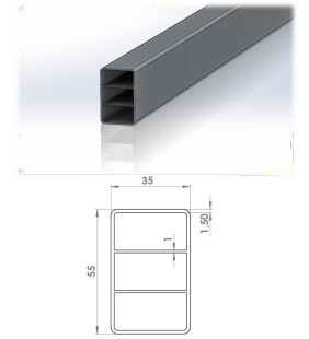 ML Panel en PVC reciclado a 6,0 metros. Medidas: 55 x 35 mm Liso - Liso. Color gris oscuro.