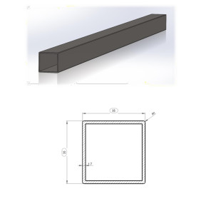 ML Perfil en PVC reciclado a 6 metros. Tipo cuadrado de 35 x 35 mm. Color blanco.
