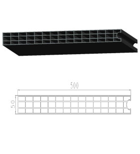 ML Panel en PVC reciclado a 6,0 metros. Medidas: 500 x 50 mm Liso - Hembra. Color gris oscuro.