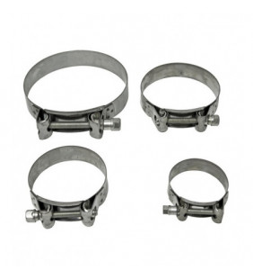 Abrazadera reforzada INOX de amarre a tubo. Línea diámetro 75 mm.